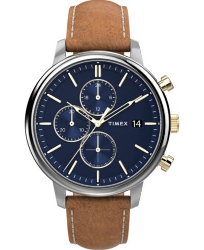Мужские часы Timex Chicago с кожаным ремешком, песочного цвета, 45mm