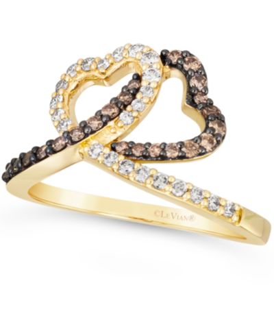 Кольцо Le Vian® Chocolate Diamond (1/4 ct. t.w.) & Nude Diamond (1/4 ct. t.w.) Interlocking Heart из золота 14k