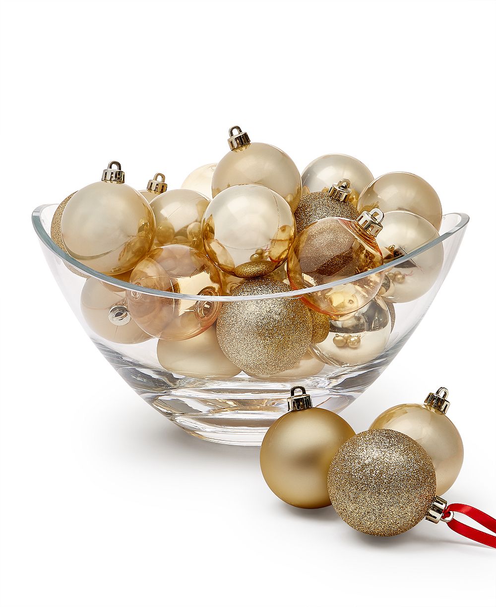 Holiday Lane Christmas Cheer Set of 30 Assorted Shatterproof Ball Ornaments, Macys Exclusive