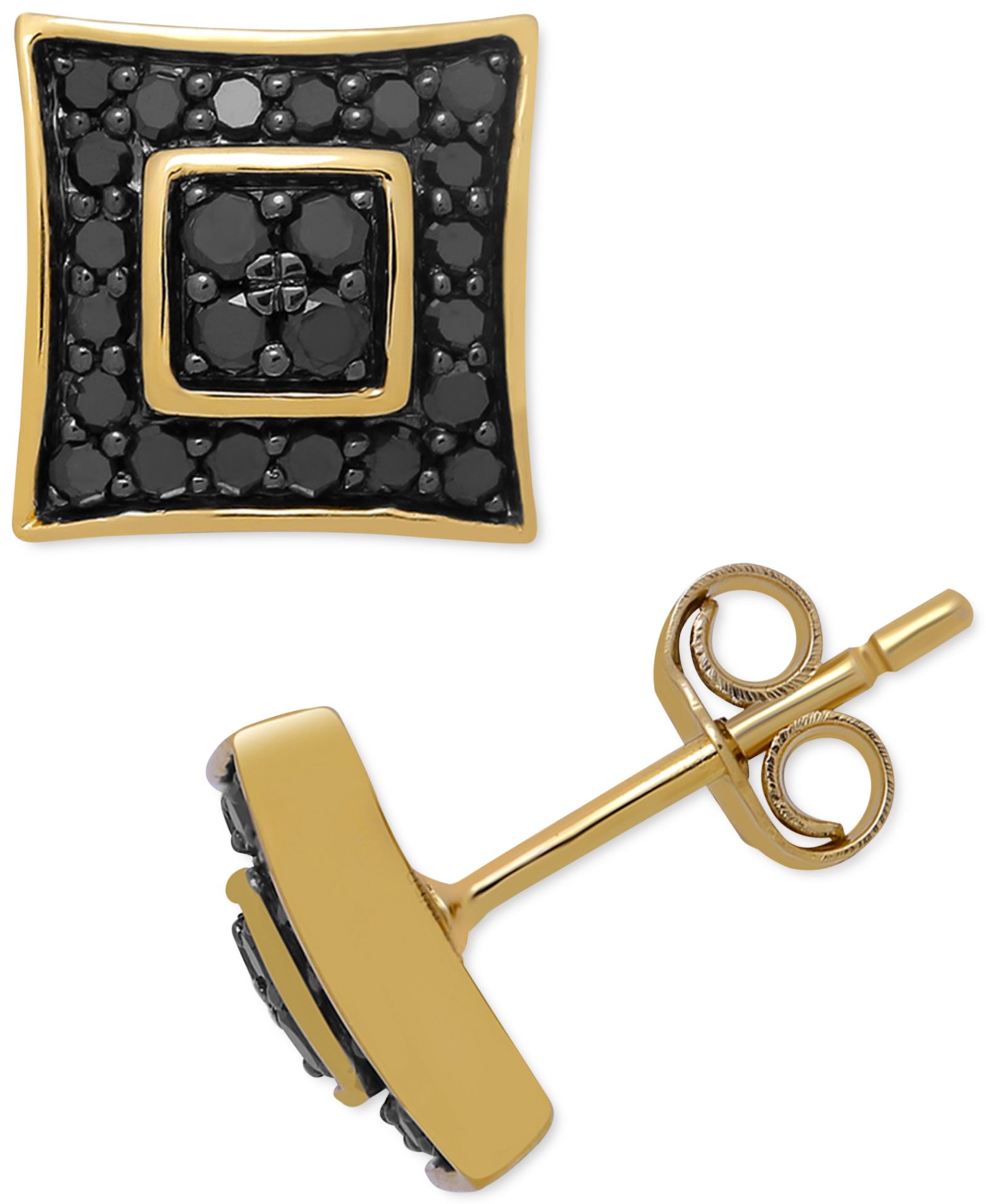 Мужские серьги-гвоздики Black Diamond Cluster из стерлингового серебра с напылением 18k Gold