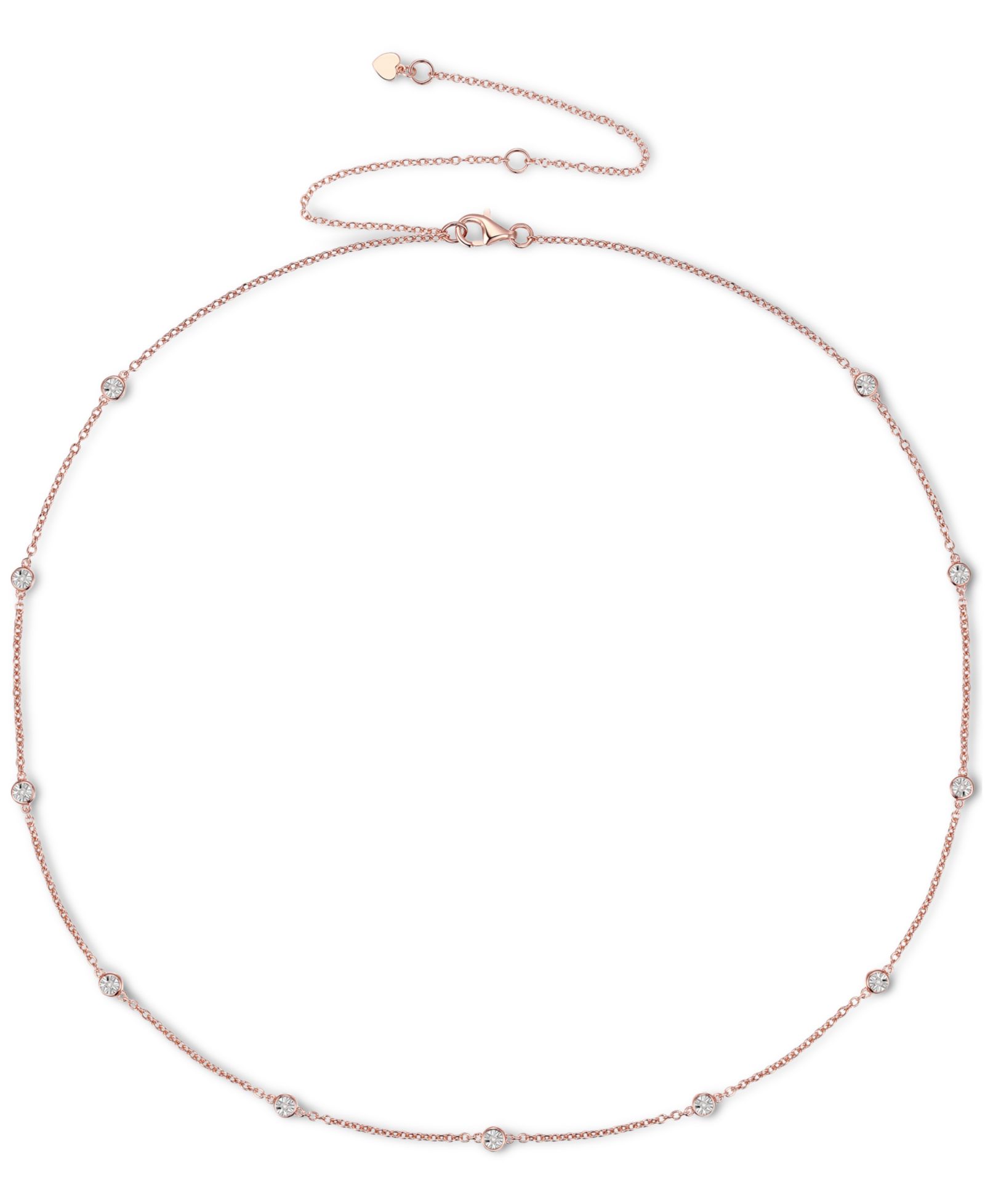 Ожерелье Diamond Bezel (1/10 ct. t.w.) из стерлингового серебра, 14k Gold-Plated или 14k Rose Gold-Plated