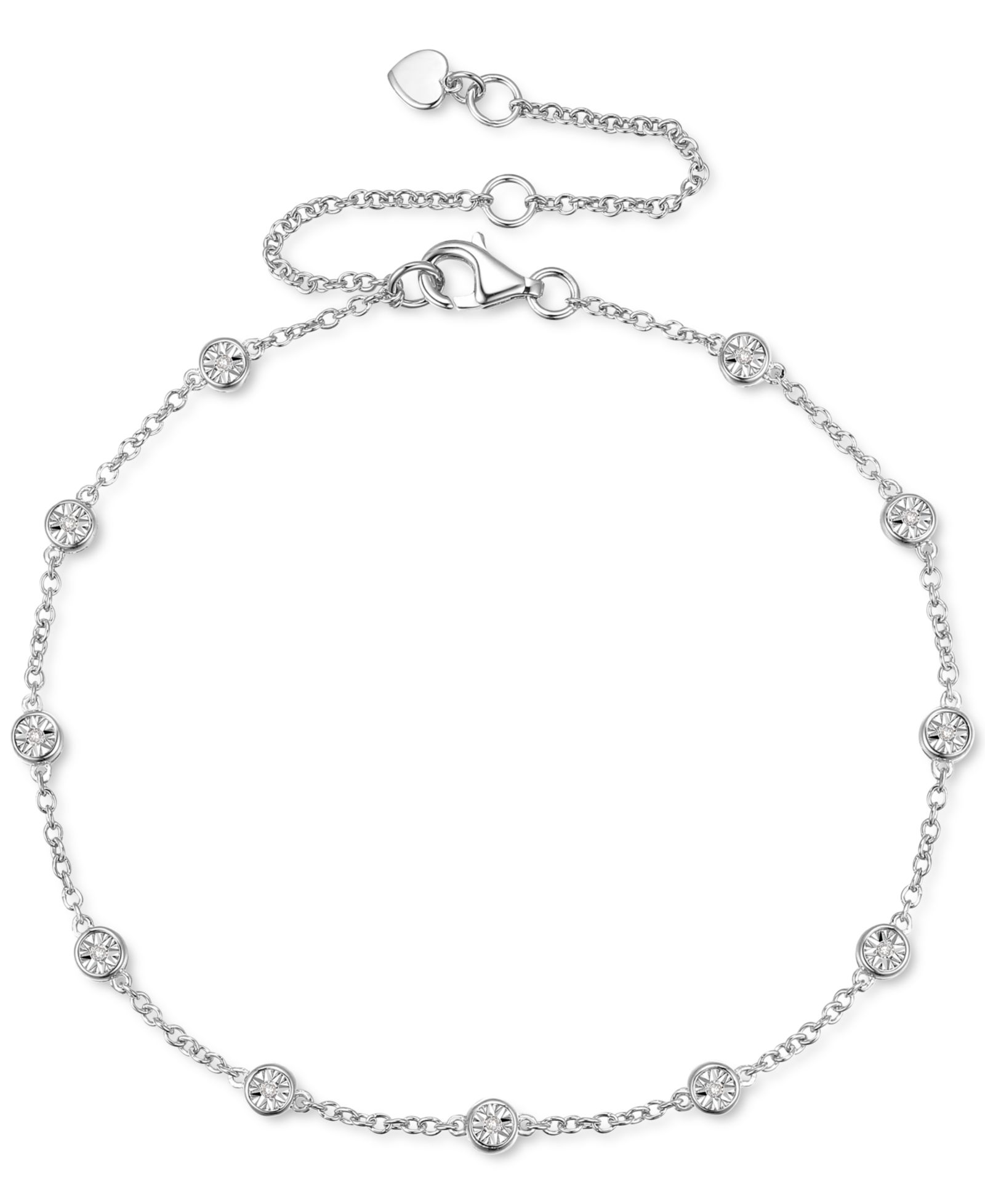 Diamond Bezel Chain Bracelet (1/10 ct. t.w.) in Sterling Silver, 14k Gold-Plated Sterling Silver or 14k Rose Gold-Plated Sterling Silver