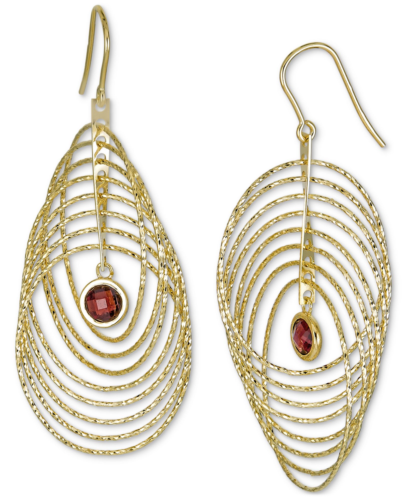 Серьги-подвески Macy's Garnet Bezel Spiral Drop