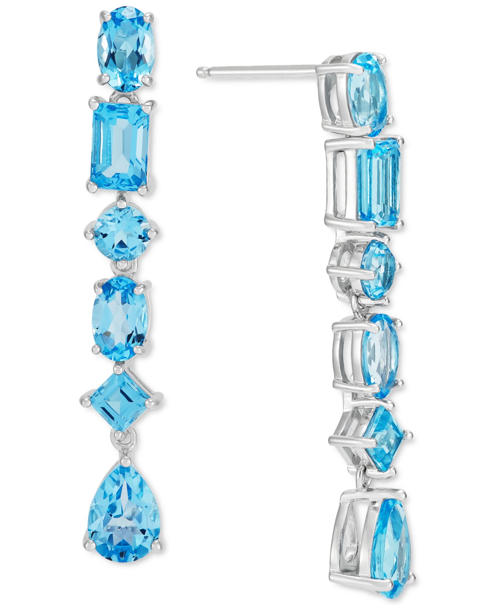 Серьги-подвески со швейцарским голубым топазом (6-1/5 ct. t.w.) из стерлингового серебра (также в цитрине)