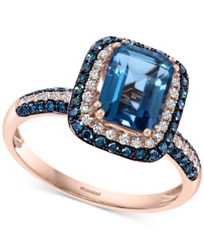 Кольцо EFFY® London Blue Topaz (2-1/5 ct. t.w.) & Diamond (1/2 ct. t.w.) Statement в 14k Rose Gold