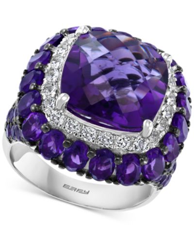 EFFY® Кольцо Statement с аметистом (12 ct. t.w.) и белым топазом (5/8 ct. t.w.) из стерлингового серебра