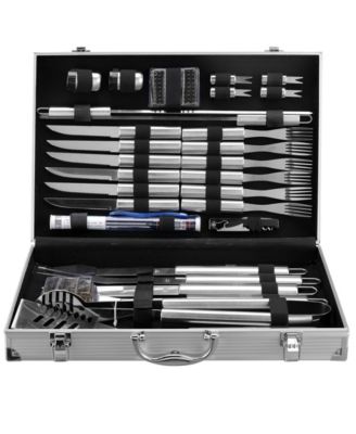 Barbecue Grill Tools with Aluminum Storage Case, Set of 30
