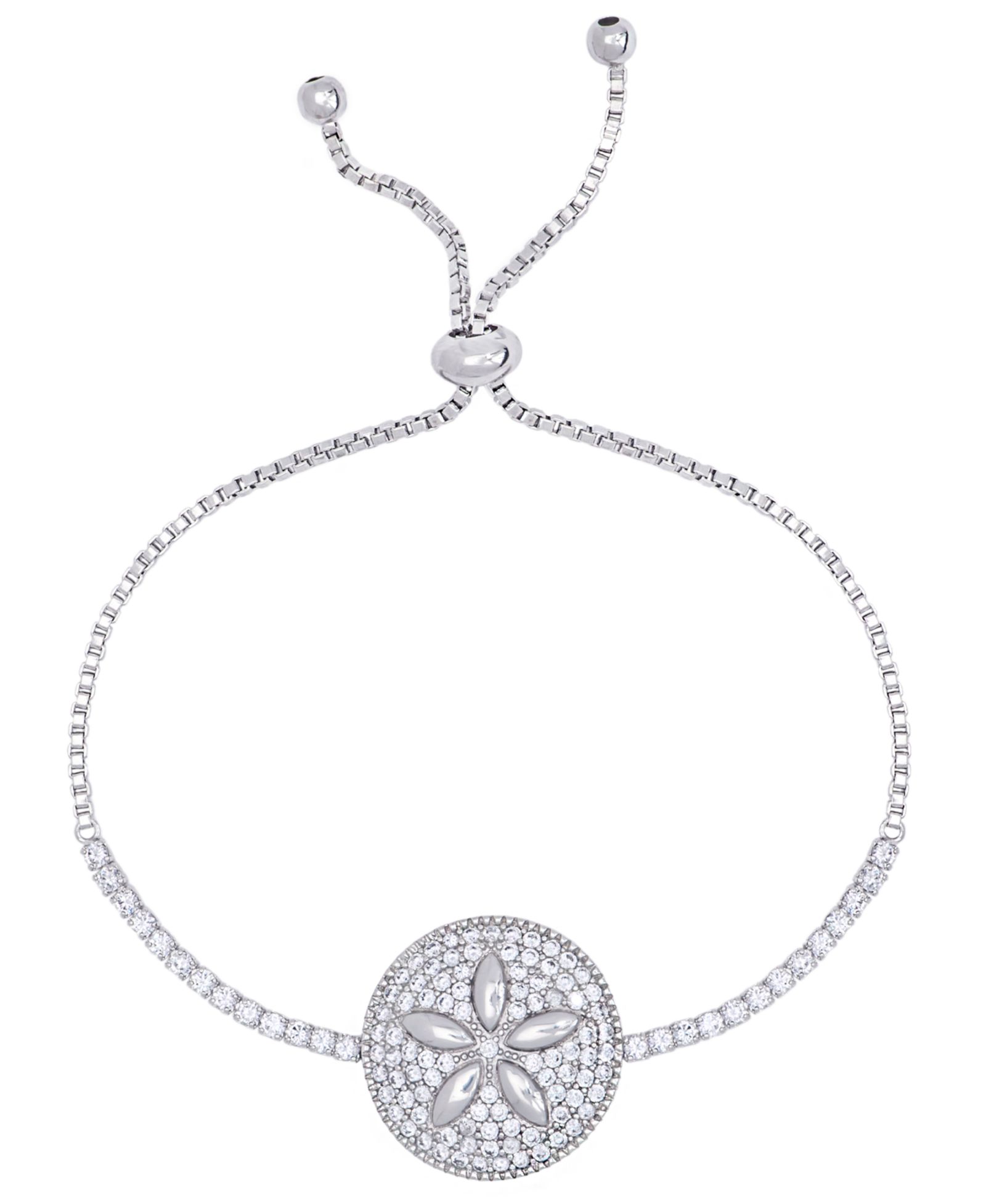 Браслет-боло с фианитом Cubic Zirconia Sand Dollar Silver Plate