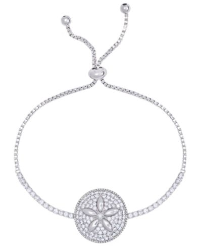 Браслет-боло с фианитом Cubic Zirconia Sand Dollar Silver Plate