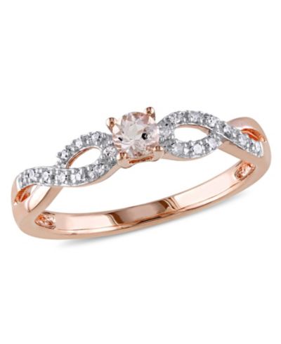 Morganite (1/6 ct. t.w.) and Diamond (1/10 ct. t.w.) Rose Gold Plated Silver, Infinity Ring