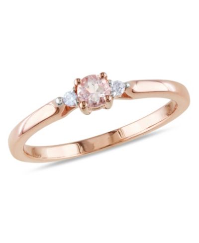 Кольцо с morganite (1/6 ct. t.w.) и diamond accent из rose gold plated silver