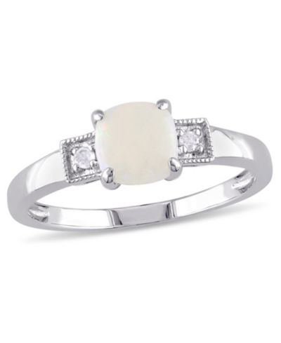 Кольцо с опалом (1/2 ct. t.w.) и бриллиантовыми акцентами из стерлингового серебра