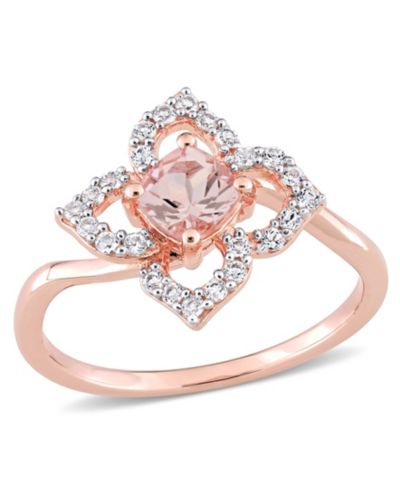 Кольцо Floral с морганитом (1/2 ct. t.w.) и белым топазом (1/4 ct. t.w.) из серебра с напылением Rose Gold