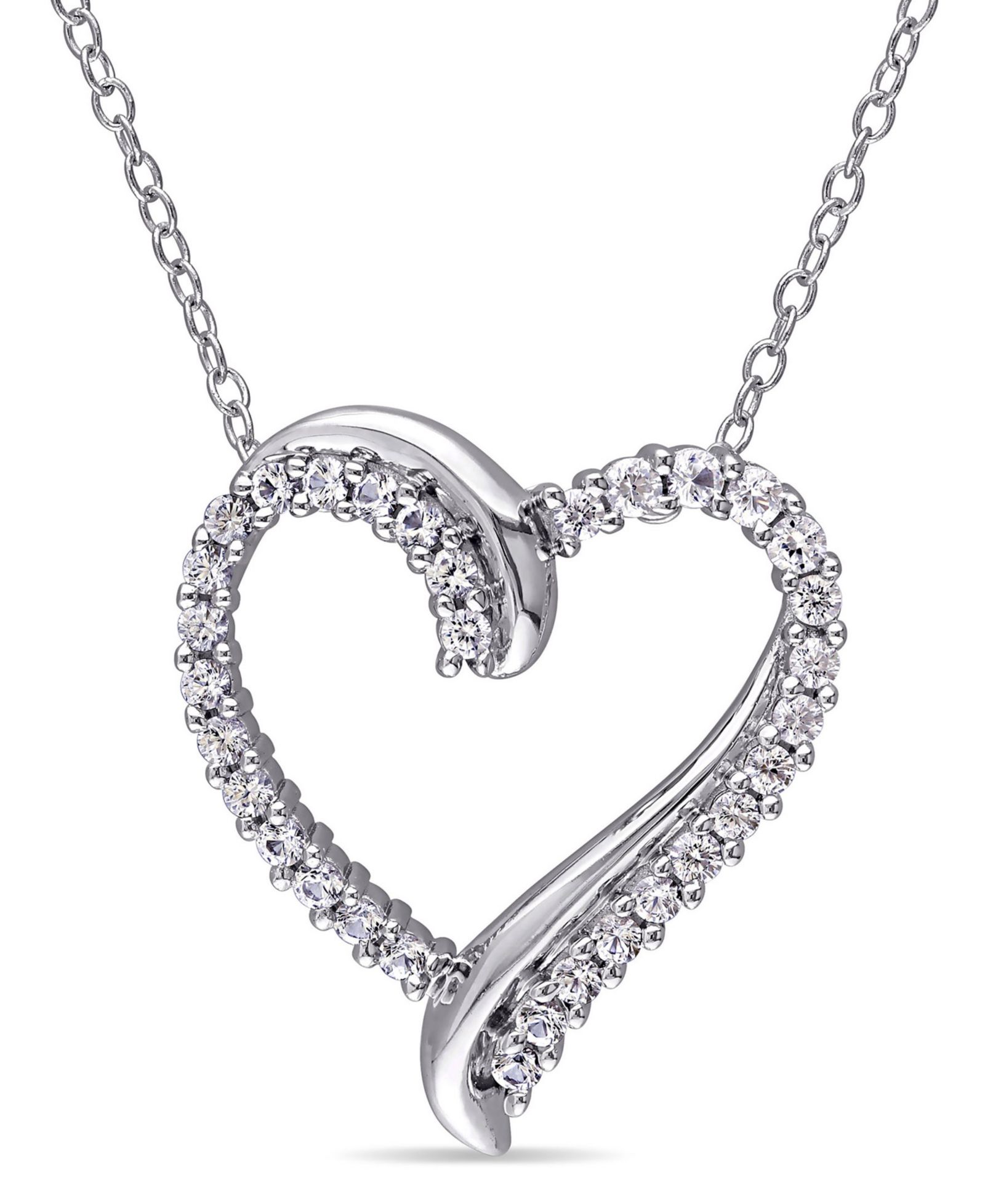 Подвеска Macy's White Sapphire Sterling Silver, Heart