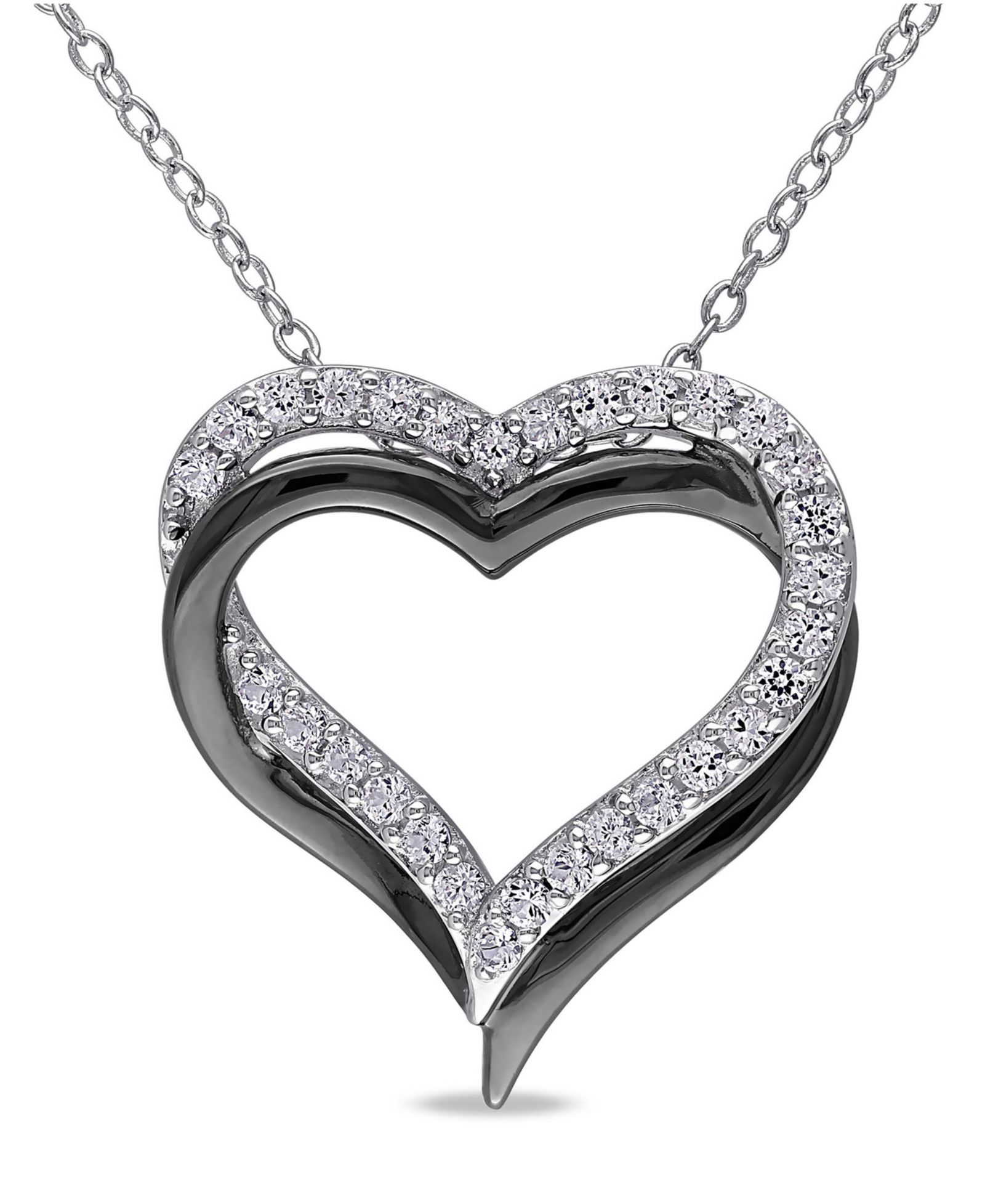 Колье с белым сапфиром Lab Grown Sterling Silver Heart