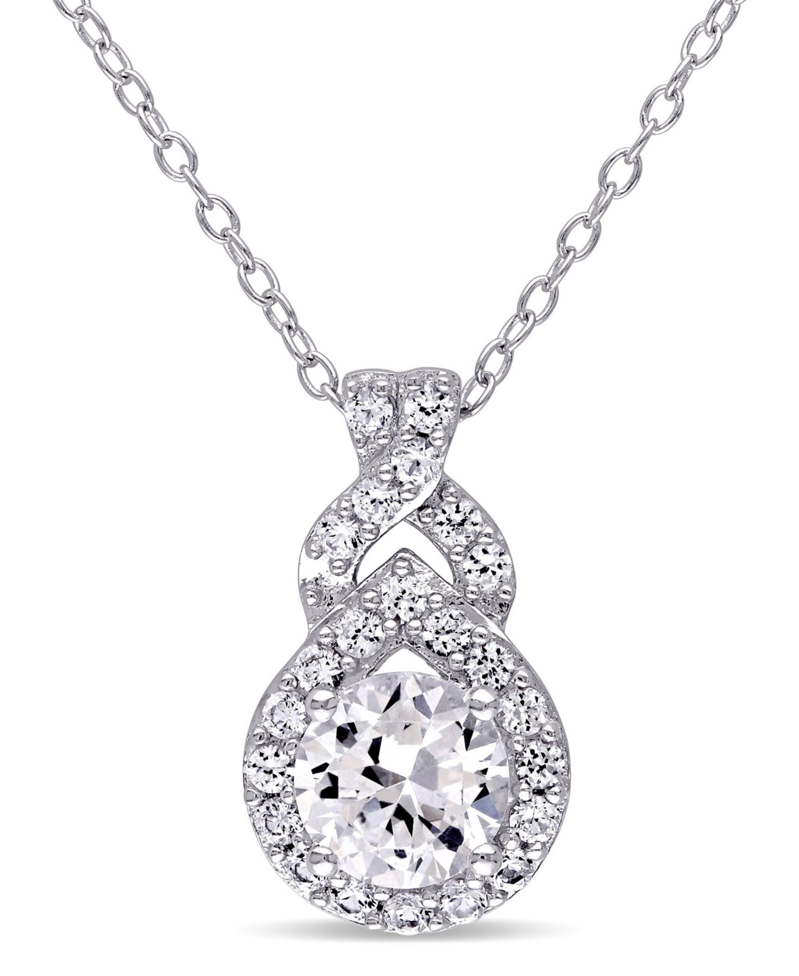 Серьги с белым сапфиром и стерлинговым серебром, кулон Teardrop Halo
