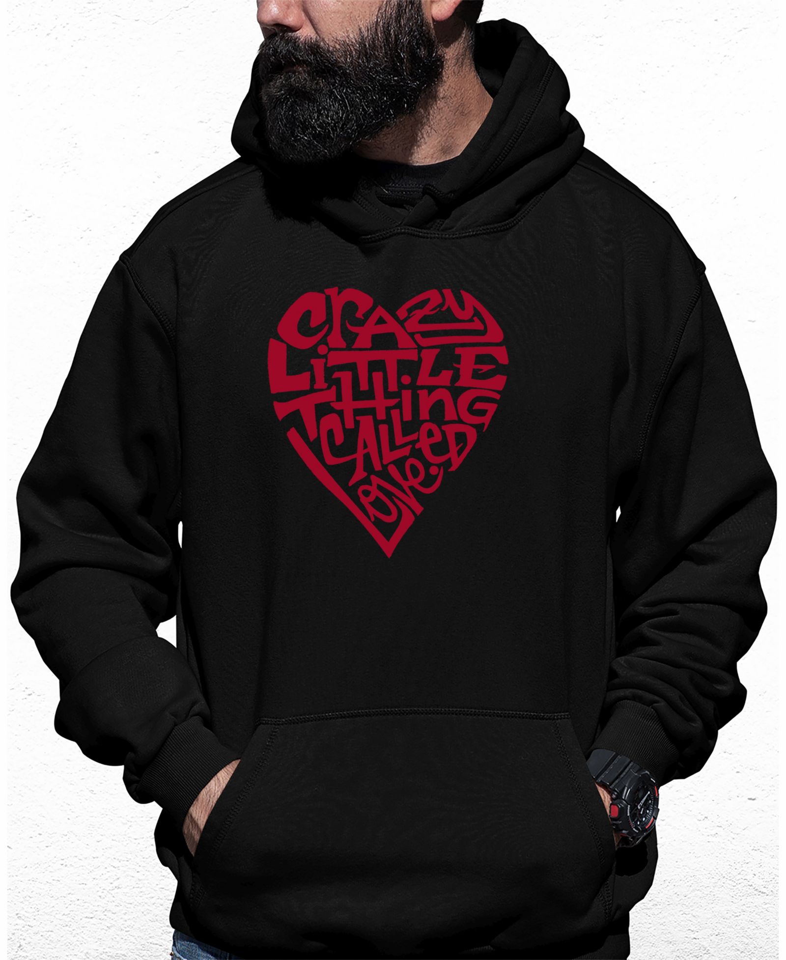 Мужское худи LA Pop Art Crazy Little Thing Called Love Word Art