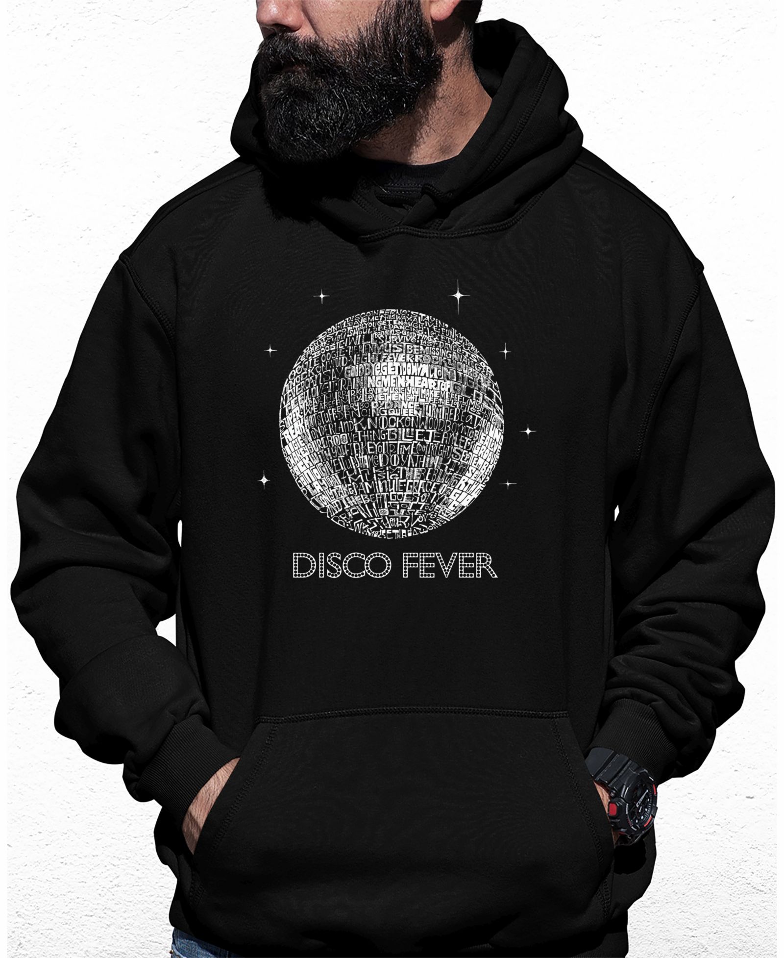 Мужской свитшот с капюшоном с принтом Disco Ball Word Art