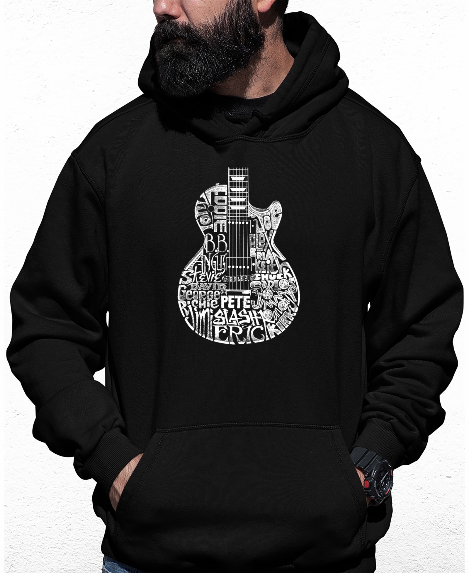 Мужской худи LA Pop Art Rock Guitar Head Word Art