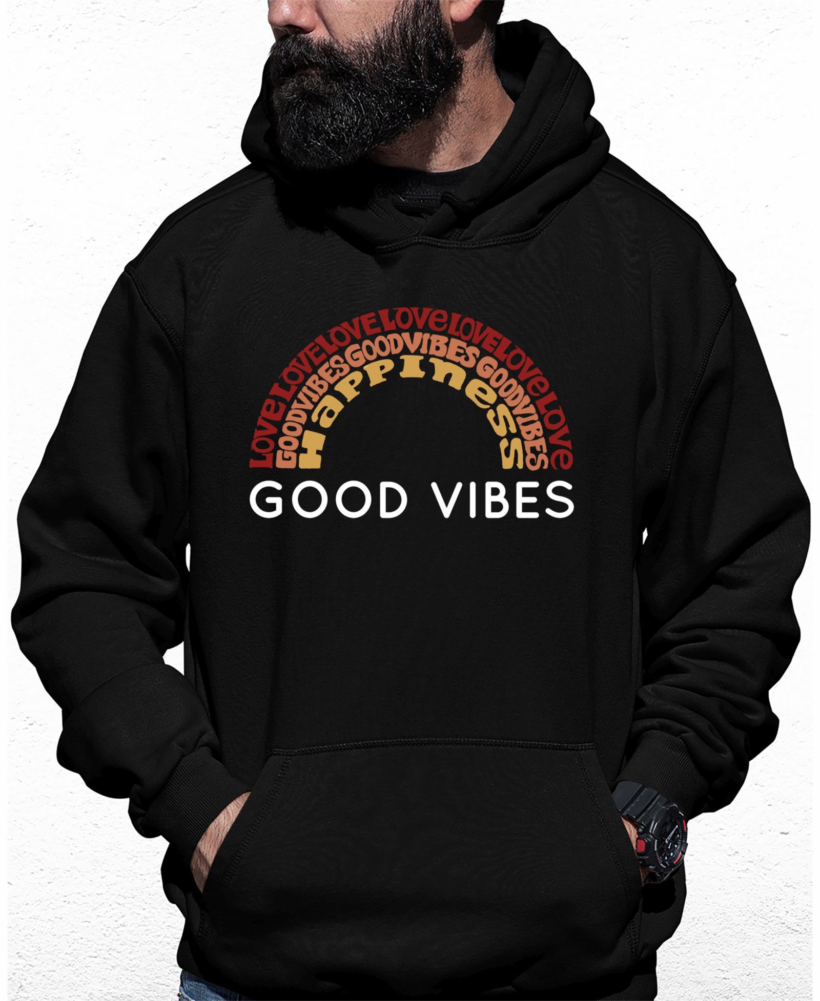 Мужское худи с принтом Good Vibes