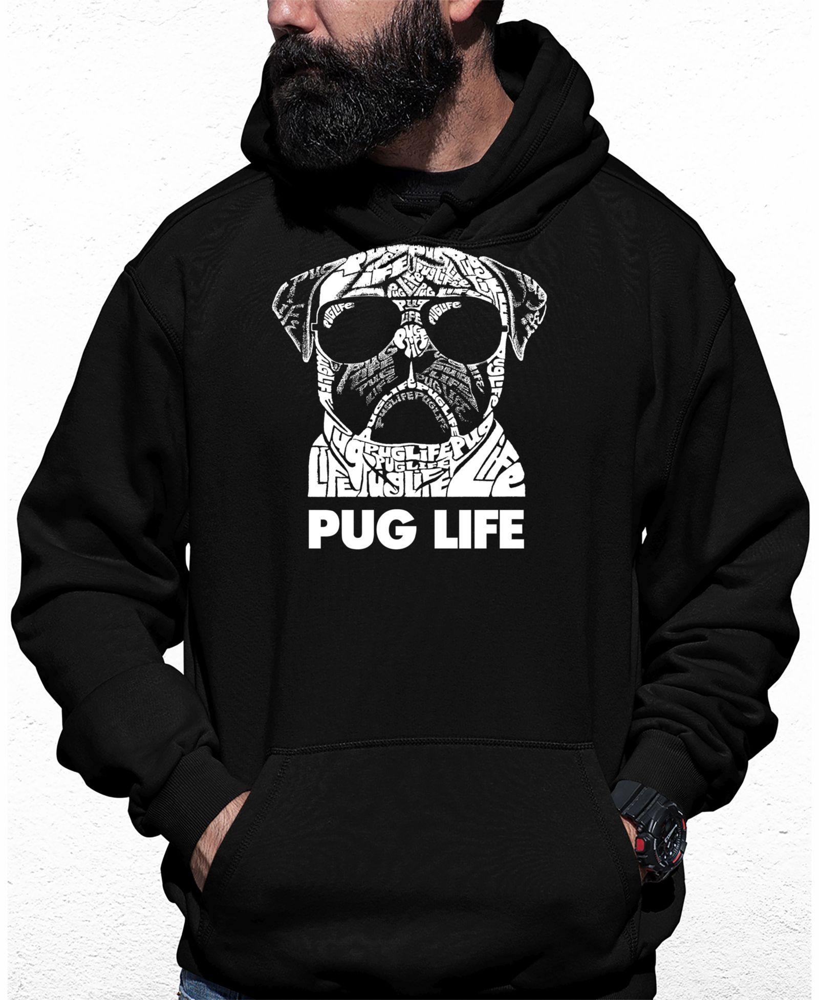 Мужское худи LA Pop Art с принтом Pug Life