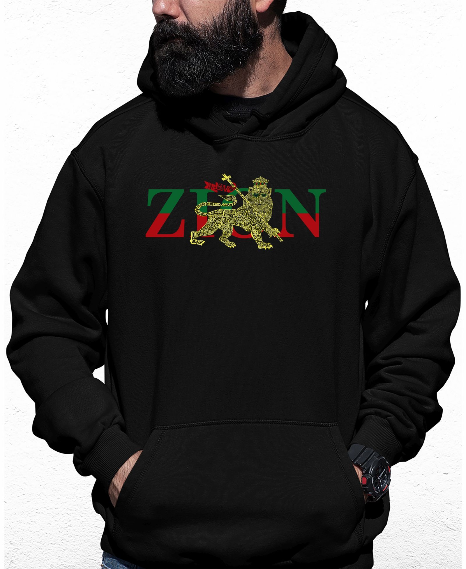 Мужской худи Zion - One Love Word Art