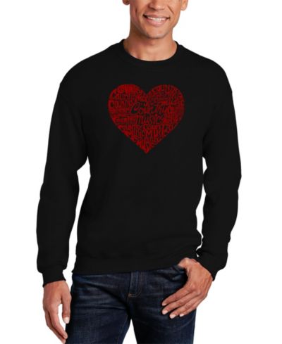 Men's Country Music Heart Word Art Crewneck Sweatshirt