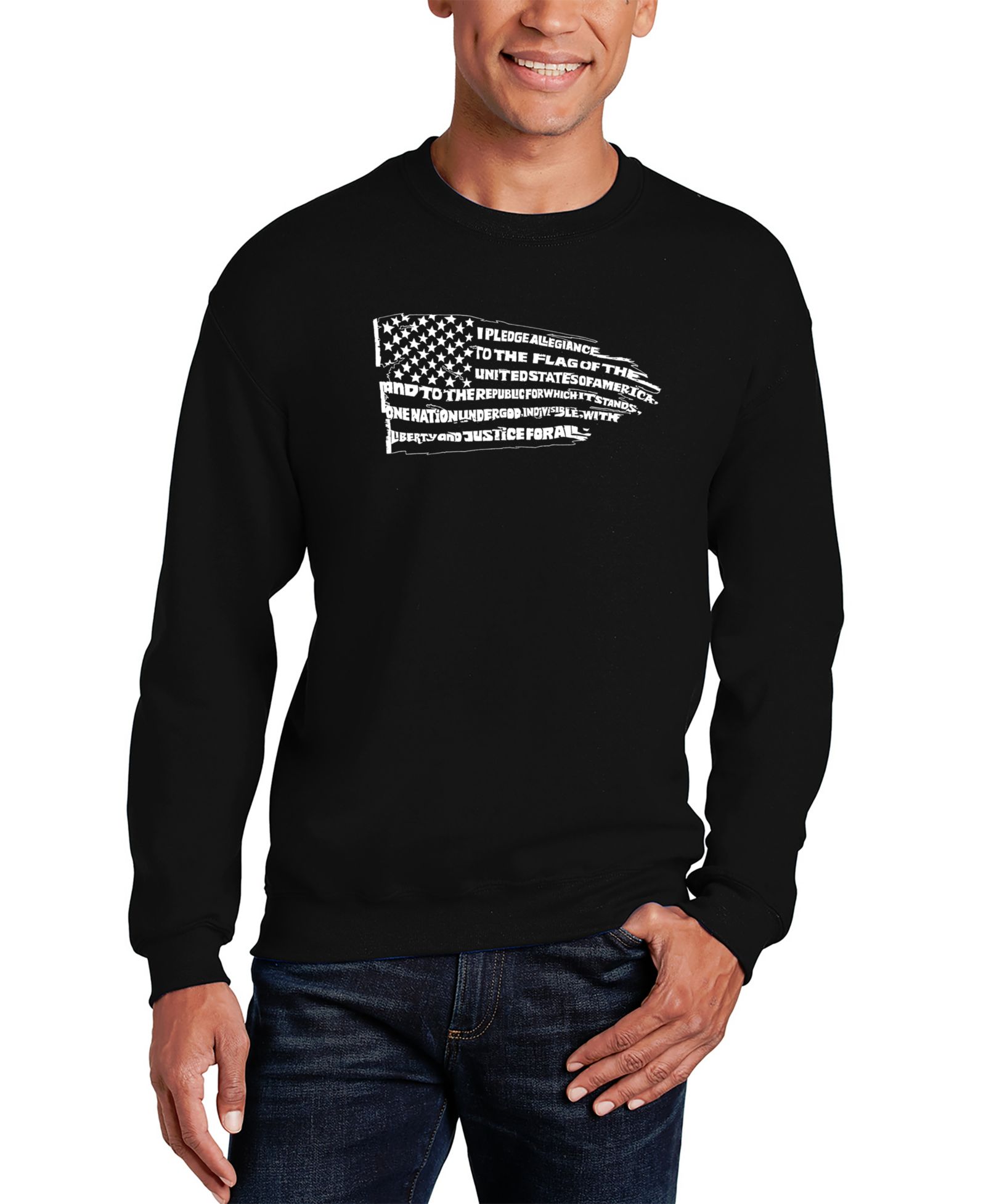 Men's Pledge of Allegiance Flag Word Art Crewneck Sweatshirt