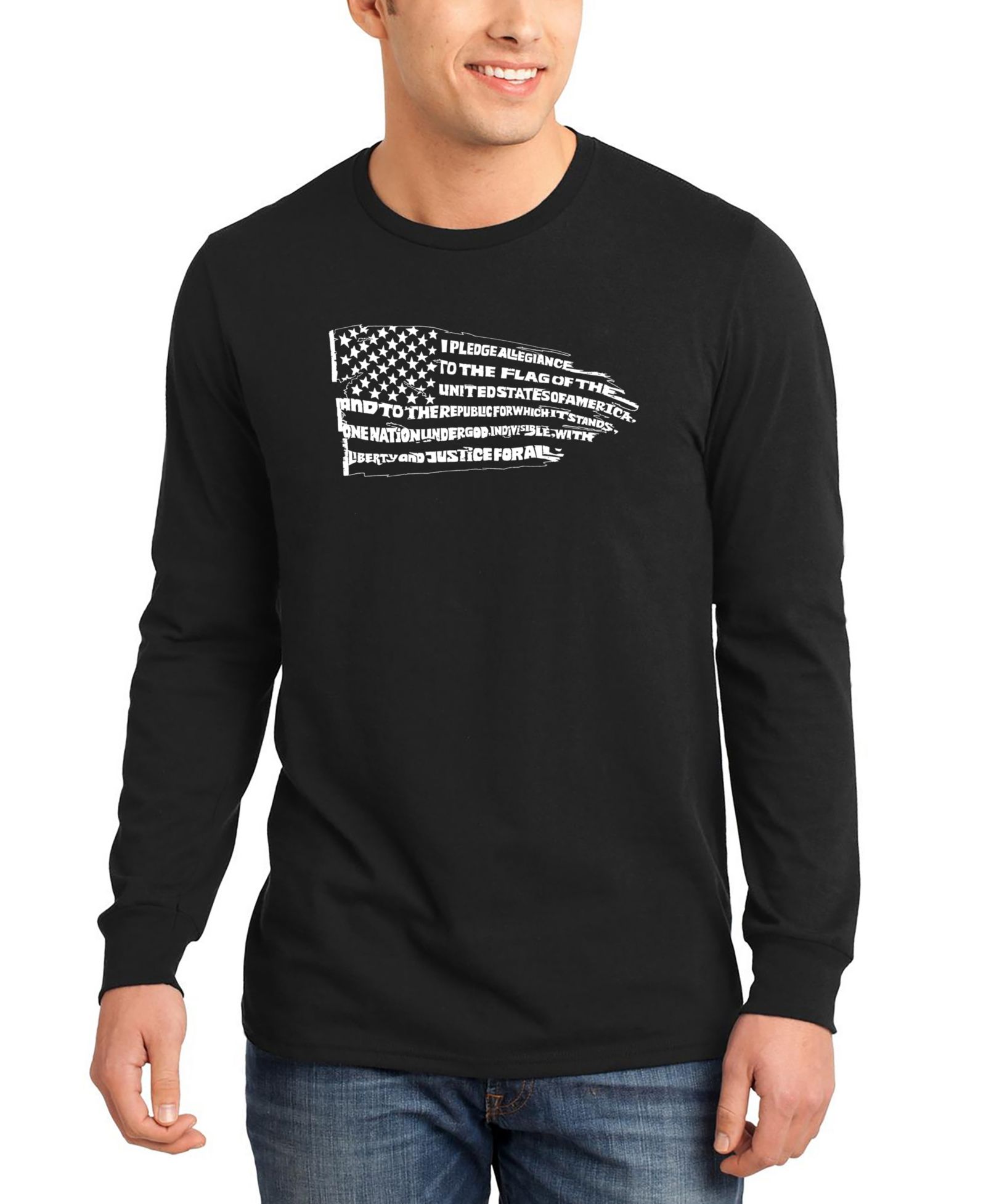 Мужская футболка с длинным рукавом LA Pop Art Pledge of Allegiance Flag Word Art