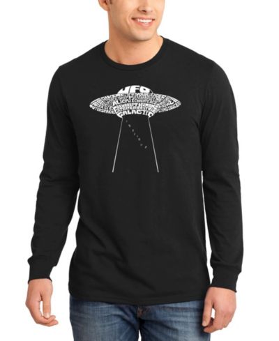 Мужская футболка LA Pop Art Flying Saucer UFO Word Art с длинным рукавом