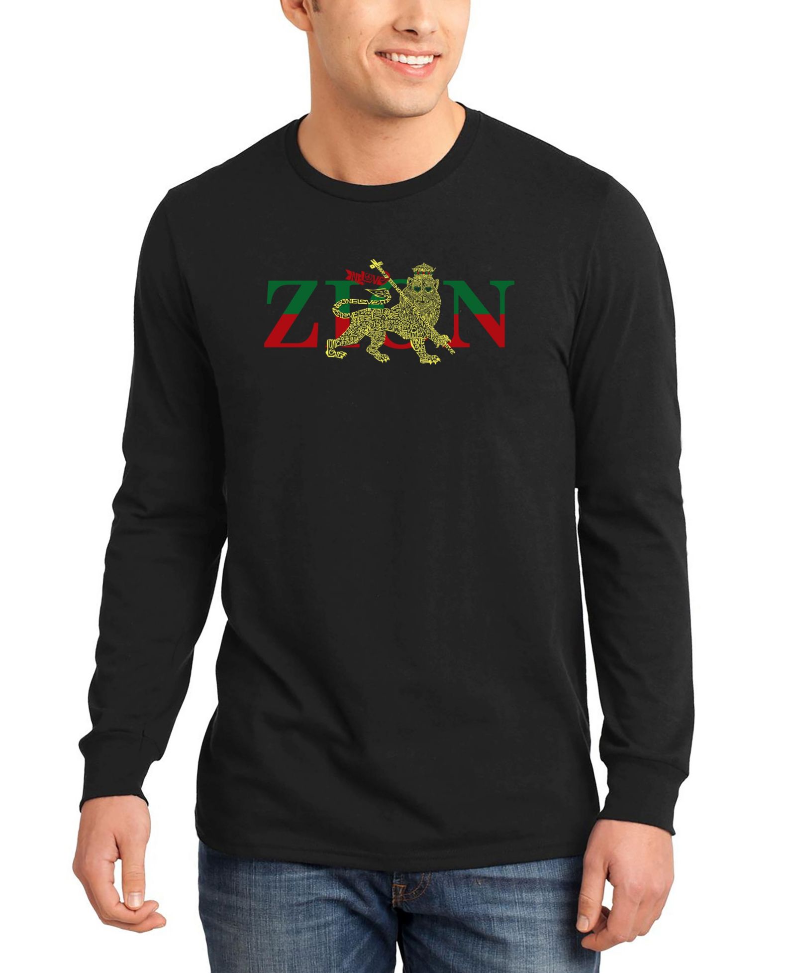 Мужская футболка LA Pop Art Men's Zion - One Love Word Art Long Sleeve T-shirt