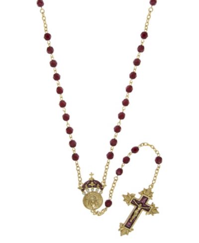 Розарий King of Kings с красными бусинами и эмалью, 14K Gold-Tone