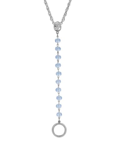 Symbols of Faith ожерелье Mary Medallion с бусинами синего цвета и держателем для очков, серебристого цвета