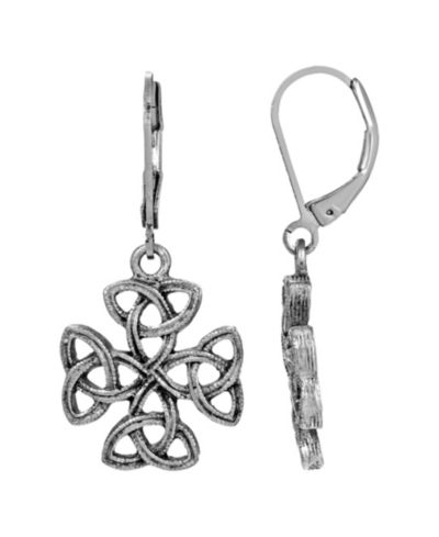 Серьги Symbols of Faith Silver-Tone Celtic Trinity Cross