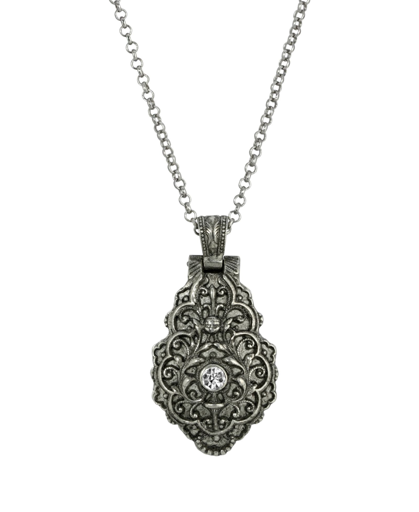 Подвеска-медальон Symbols of Faith Pewter Crystal Blue Enamel Virgin Mary