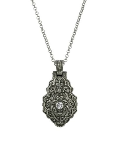Symbols of Faith Pewter Crystal Blue Enamel St. Therese of Lisieux Pendant Necklace