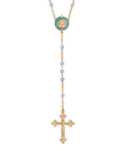 Symbols of Faith четки-розарий с бусинами Decal Mary and Child, покрытие 14K Gold-Dipped