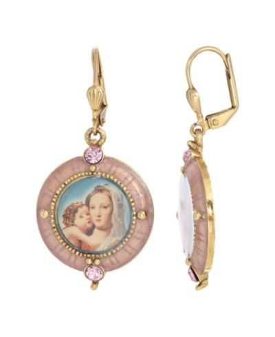 Серьги Symbols of Faith с эмалью и кристаллами, позолота 14K