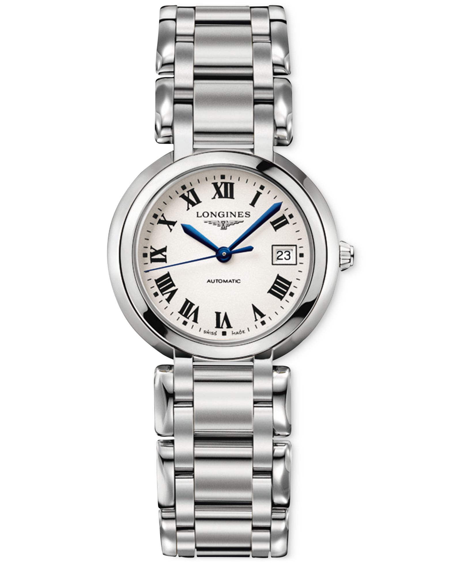 Longines Женские швейцарские автоматические часы PrimaLuna, сталь, 30mm