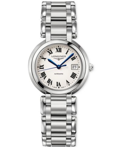 Longines Женские швейцарские автоматические часы PrimaLuna, сталь, 30mm
