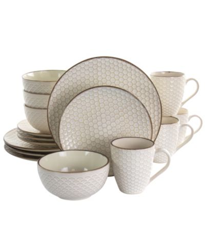 Elama Honey 16 Pc. Dinnerware Set, Service for 4
