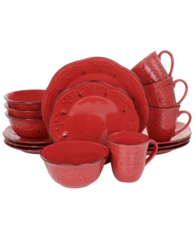 Elama Rustic Birch 16 Pc. Dinnerware Set, Service for 4
