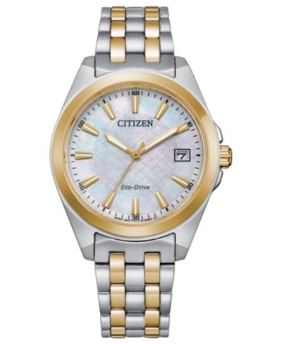 Женские часы Citizen Eco-Drive Corso из нержавеющей стали с двухцветным браслетом, 33 мм