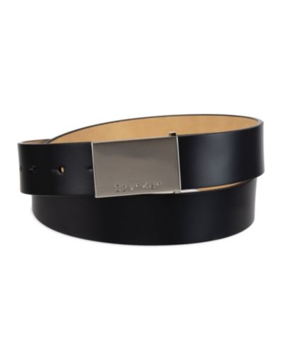 35MM Calvin Klein Men's Casual Belt with Engraved Plaque Buckle