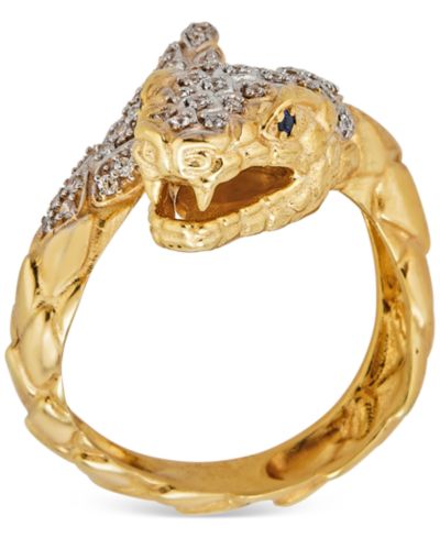 Кольцо Snake (1/4 ct. t.w.) из позолоченного серебра 14k Yellow Gold-Plated