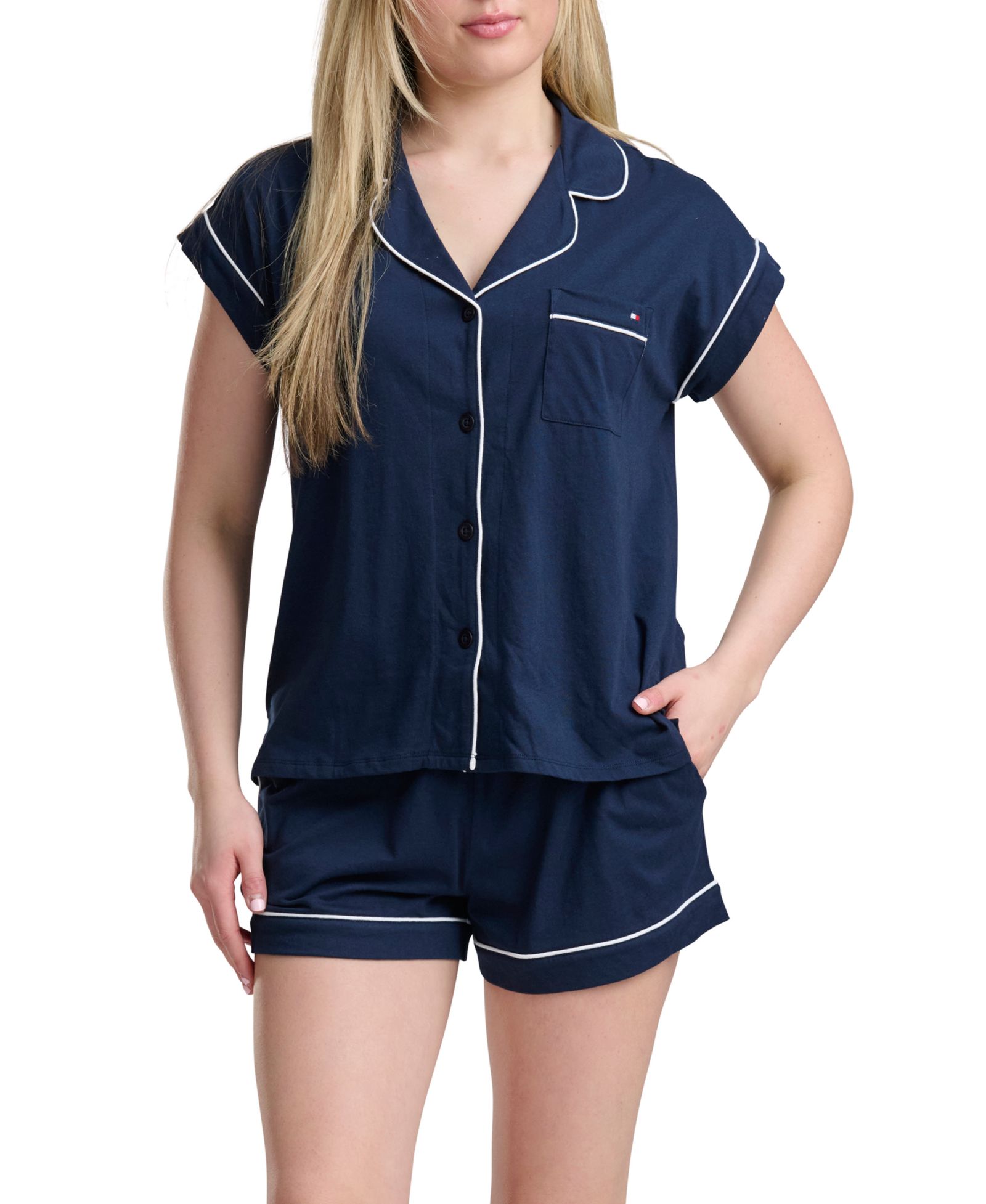 Tommy Hilfiger Printed Shirt and Shorts Pajama Set