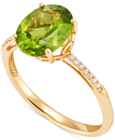 Кольцо с Peridot и Diamond в 14k Gold