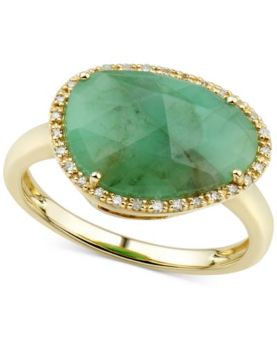 Кольцо Statement с изумрудом (4 ct. t.w.) и бриллиантом (1/10 ct. t.w.) из золота 14k