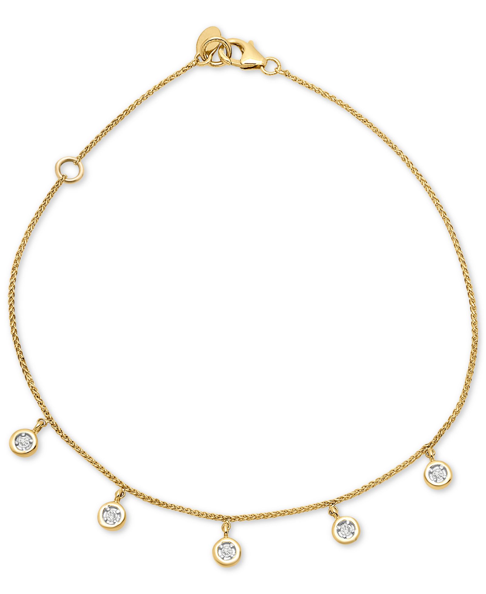 Браслет на лодыжку Wrapped™ Diamond Dangling Bezel в 10k Gold