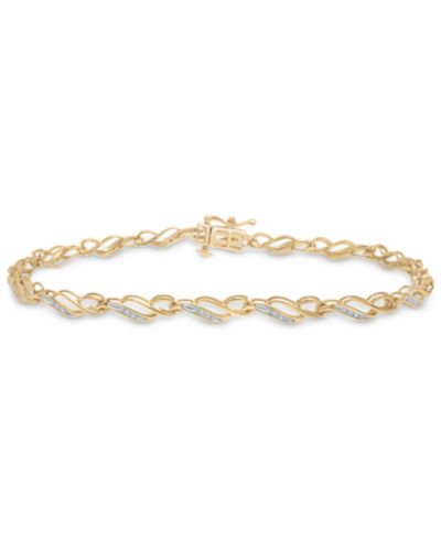 Браслет с бриллиантовой цепочкой (1/10 ct. t.w.) из 10k Gold